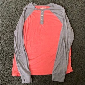 Red and Grey Long Sleeve T Shirt